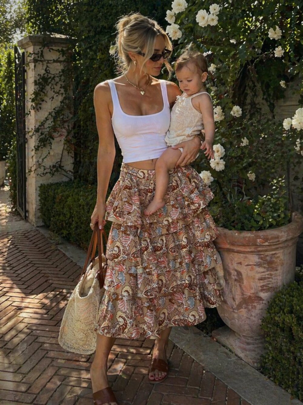 Buru Teagan Tiered Paisley Striipe Midi Full Skirt Size S Fairy Whimsygoth